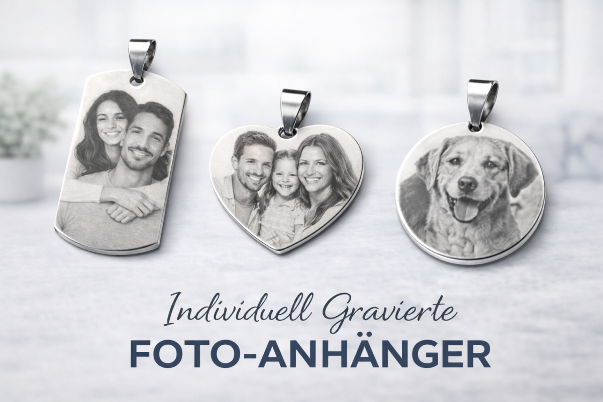 Dein persönlicher DogTag Foto-Anhänger aus Edelstahl mit Lasergravur