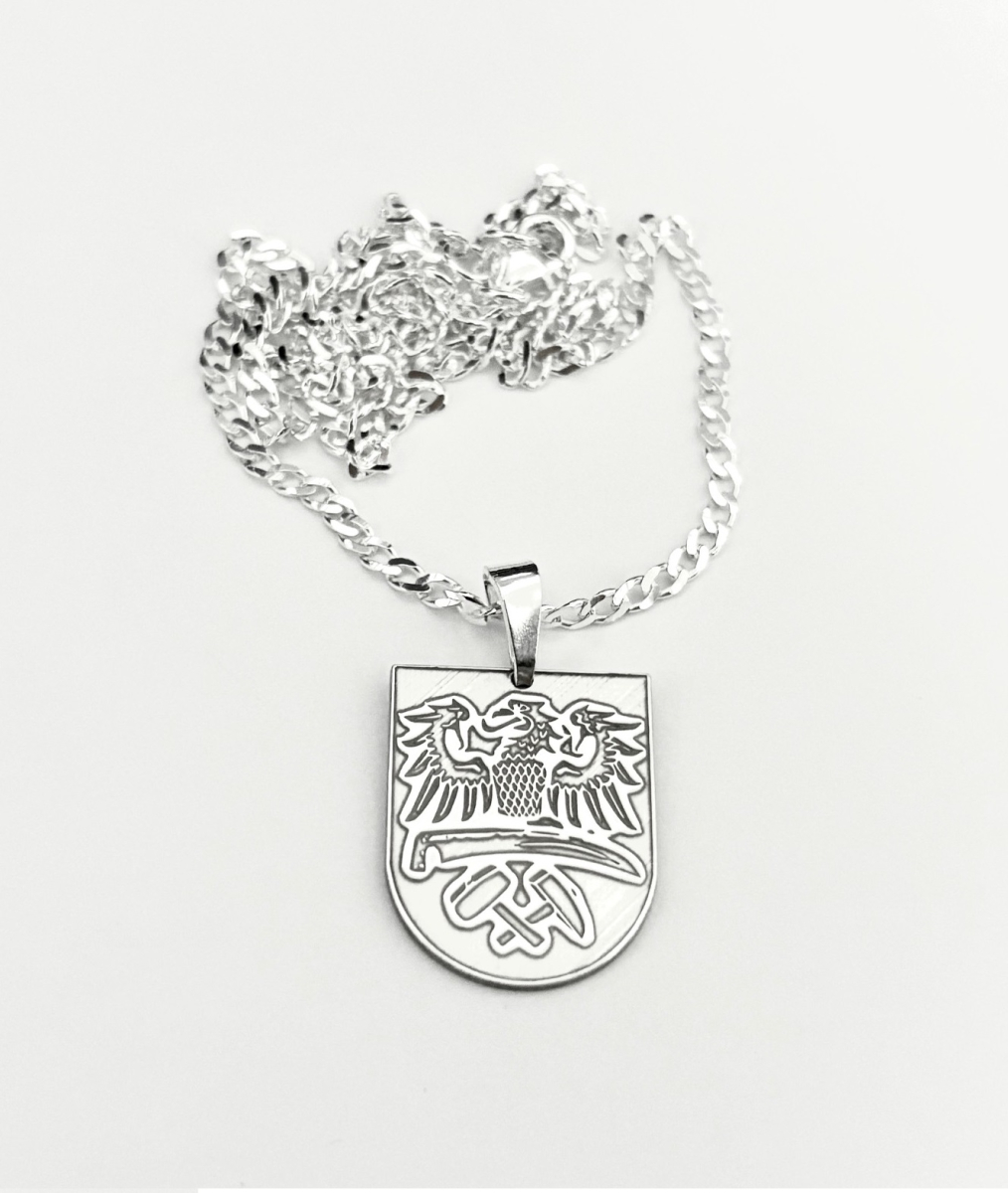 Oberschlesien Wappen 925 Silber mit Panzerkette