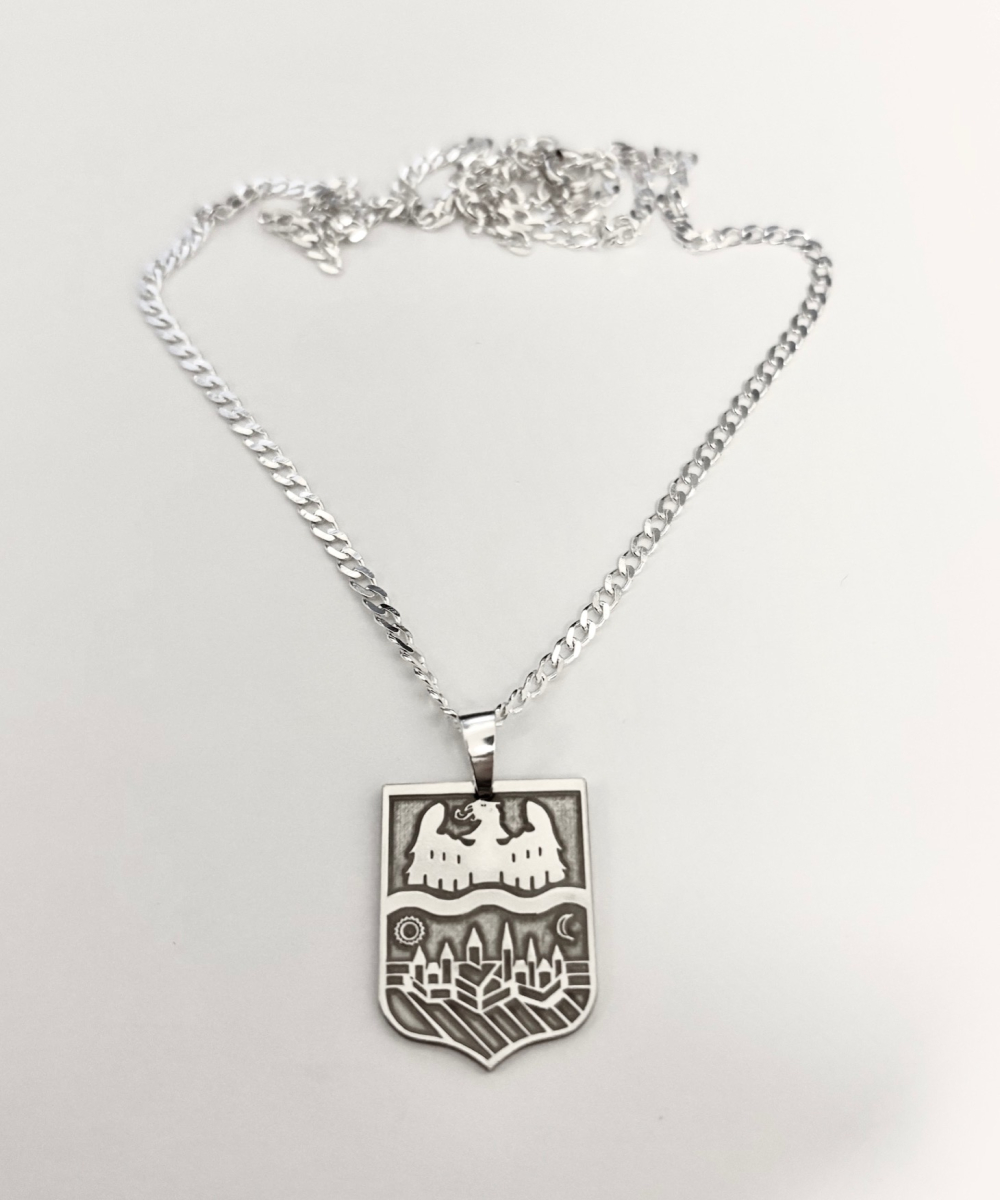 Banater Schwaben Wappen 925 Silber mit Panzerkette