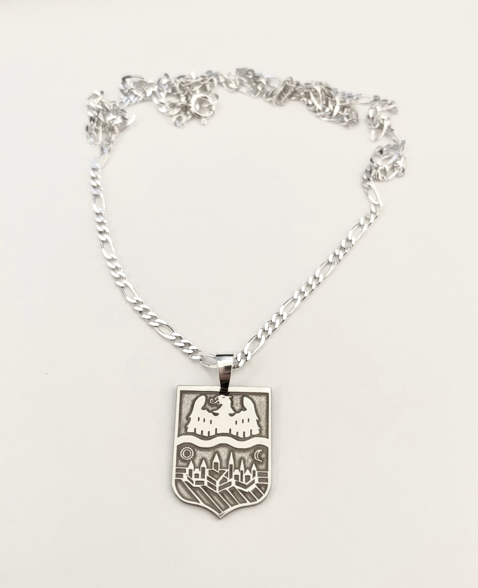 Banater Schwaben Wappen 925 Silber mit Figarokette