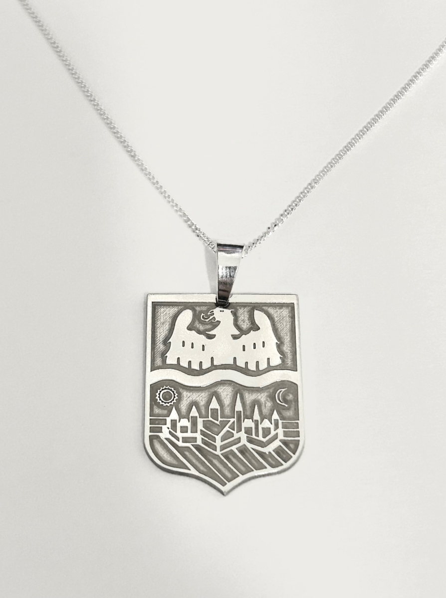 Banater Schwaben Wappen 925 Silber mit Silberkette