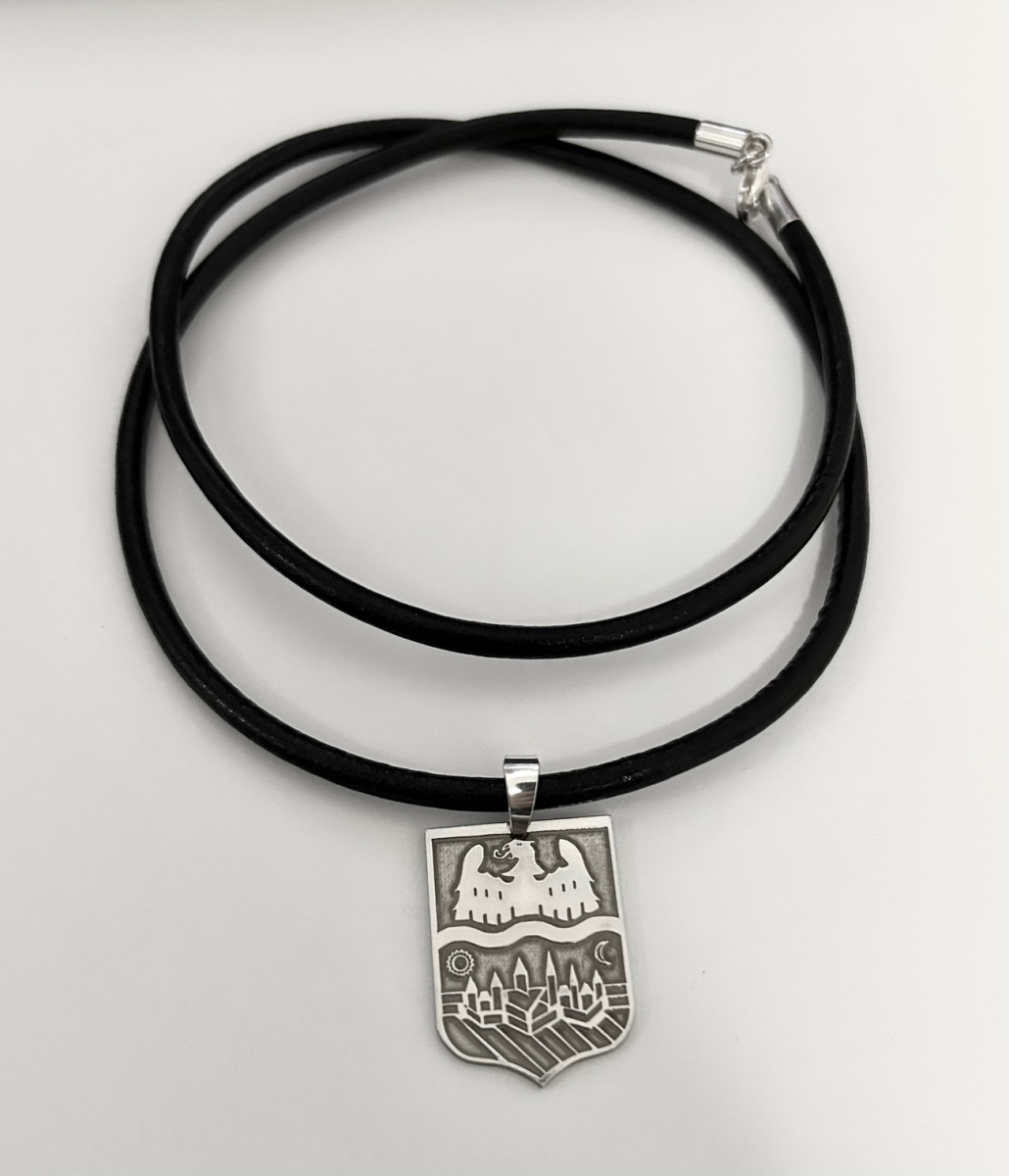 Banater Schwaben Wappen 925 Silber mit Lederband