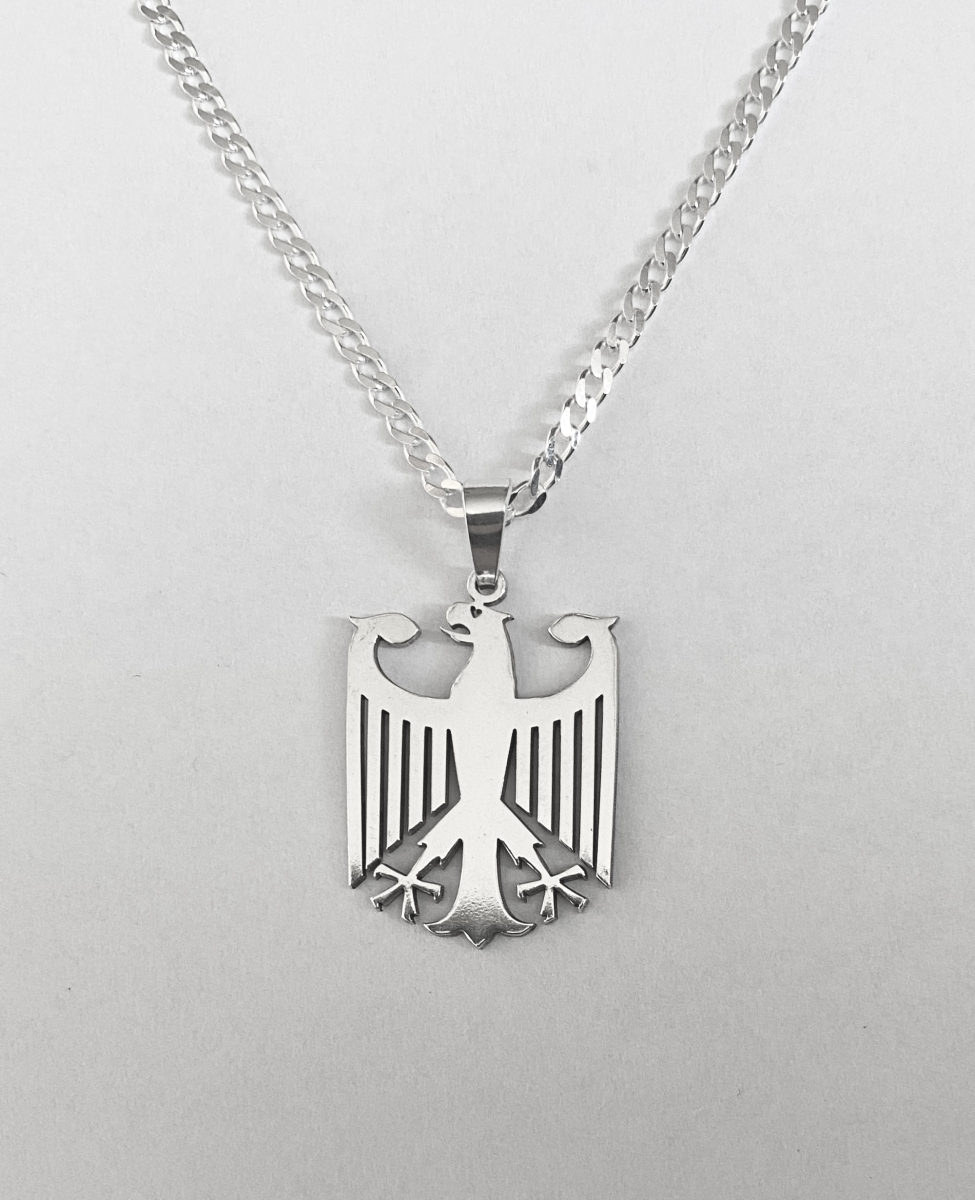 Deutscher Adler 925 Silber Kettenanhänger mit Panzerkette
