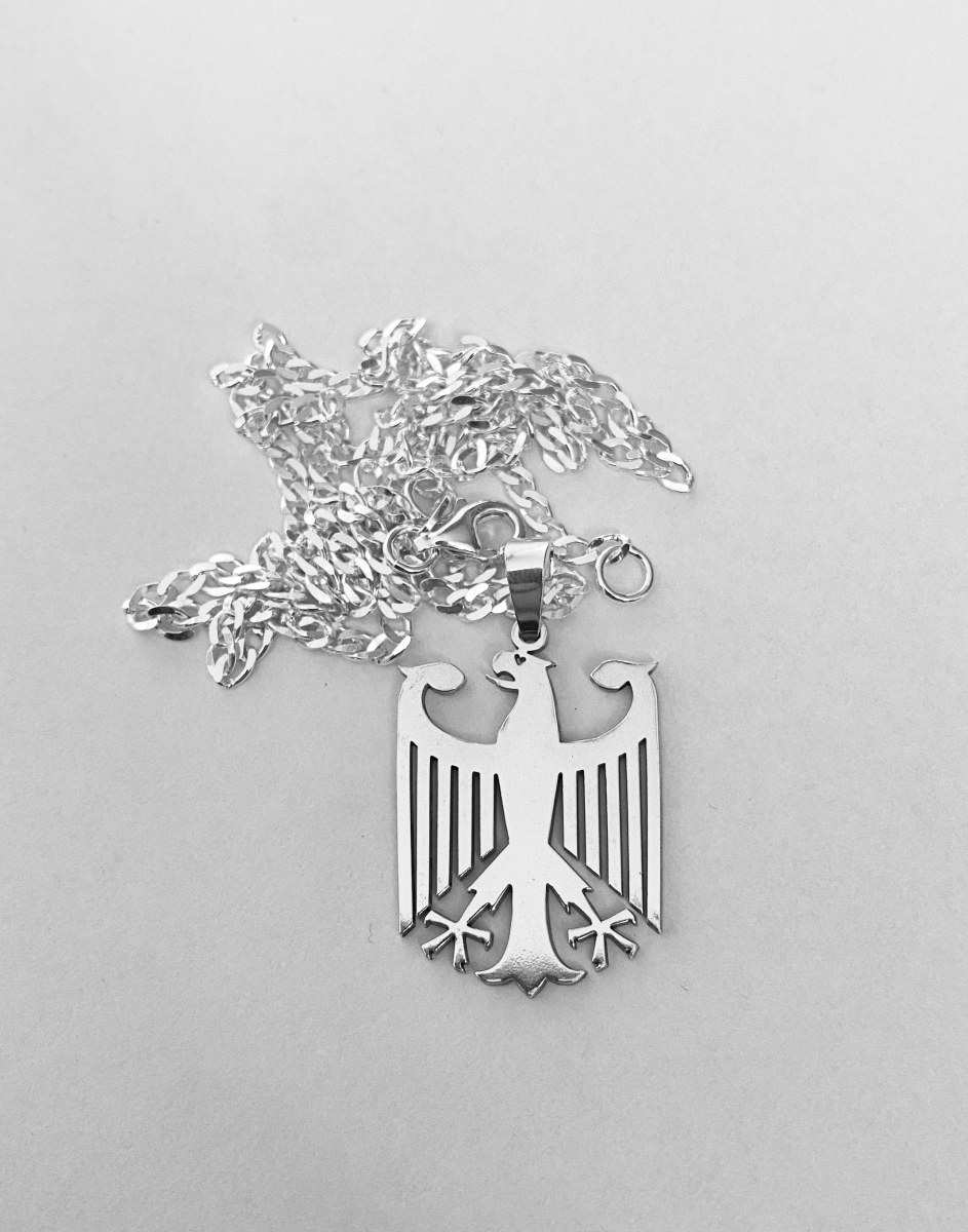 Deutscher Adler 925 Silber Kettenanhänger mit Panzerkette