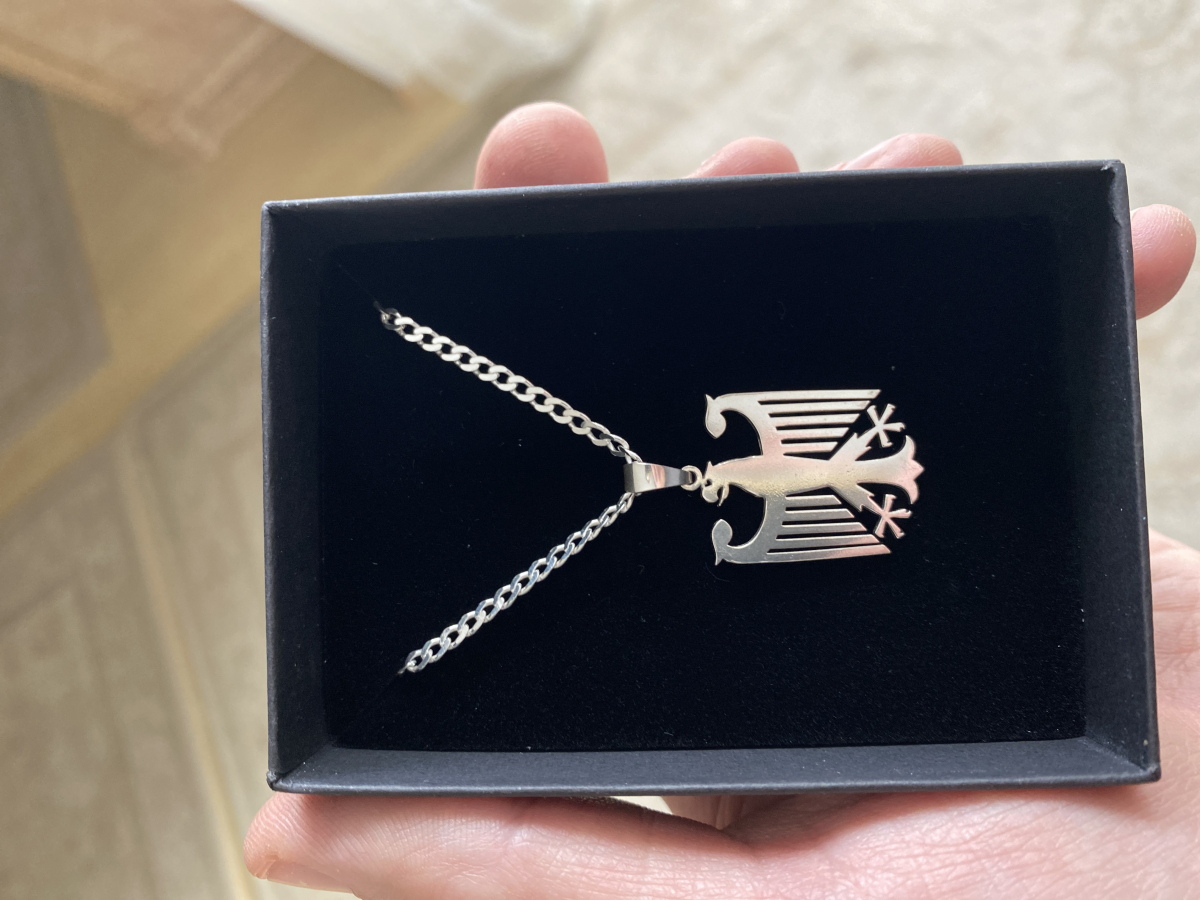 Deutscher Adler 925 Silber Kettenanhänger mit Panzerkette