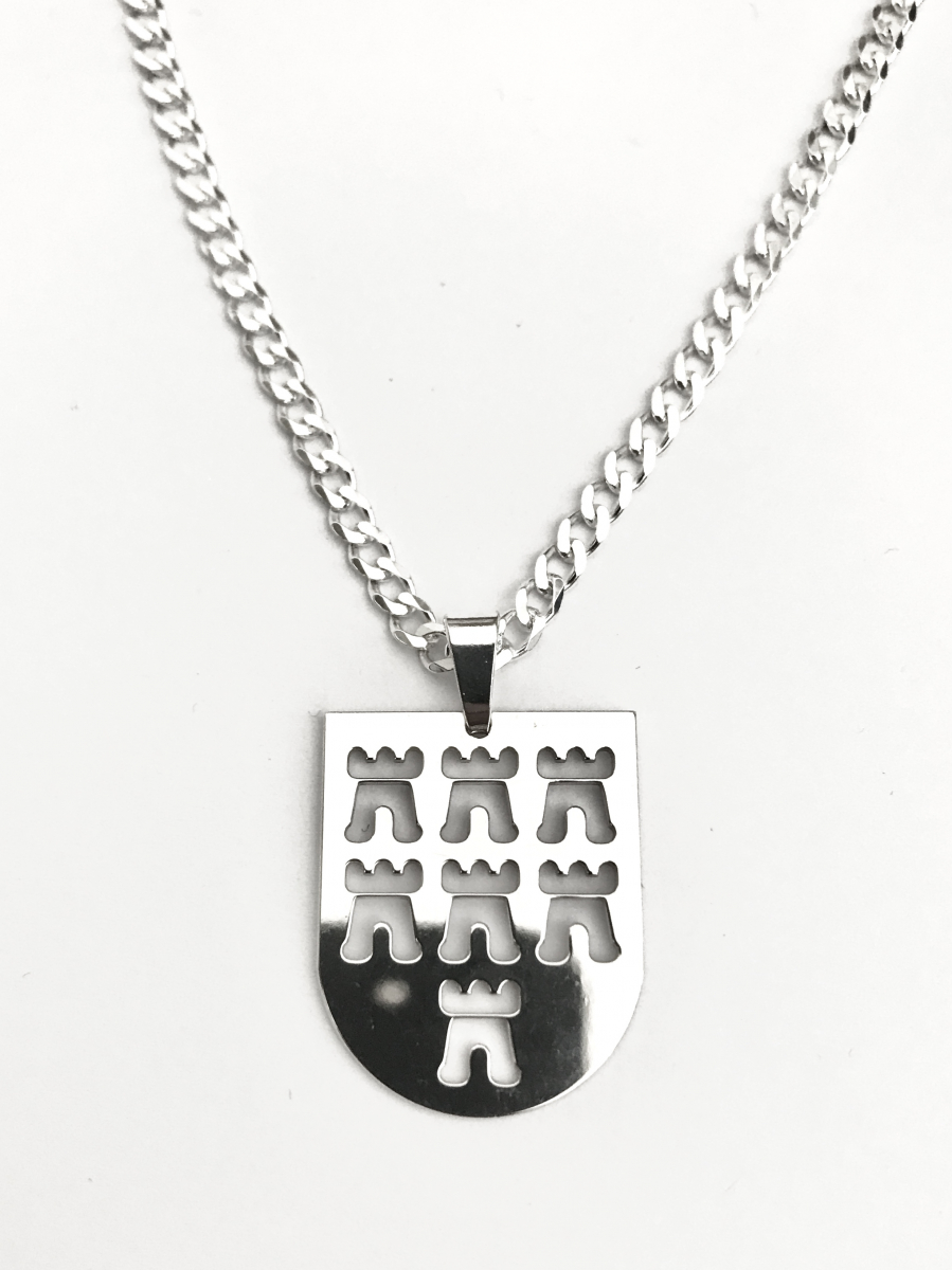 Siebenbürger Wappen 925 Silber gestanzt mit Panzer-Silberkette