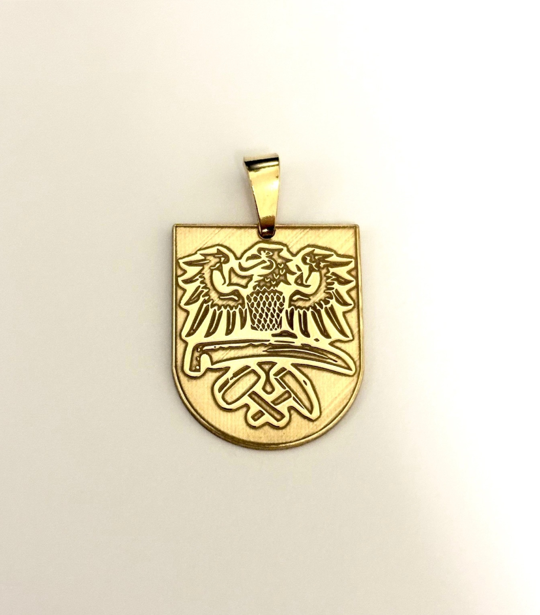 Oberschlesien Wappen 925 Silber mit 18 Karat Vergoldung